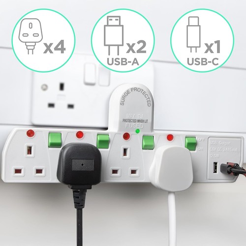 Duronic way white multi plug - way,