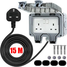 Outdoor Double Plug Socket 1m