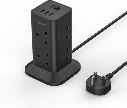 Tower black extension lead - tower,